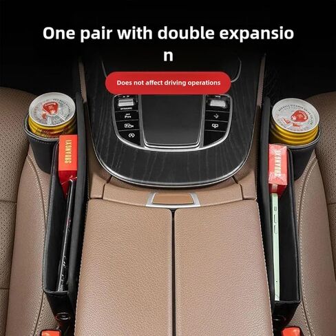Car Seat Gap Organizer & Cup Holder Expander - Anti-Slip Design, Universal Fit for SUV/Truck, Prevent Phone/Keys Falling (Black) in Kuwait