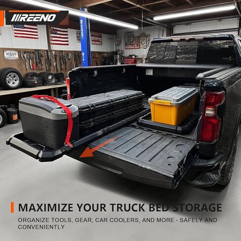 صينية تنظيم سرير الشاحنة المنزلقة للخارج، نظام تخزين البضائع عالي التحمل مع سهولة الوصول إلى الباب الخلفي، يناسب منظم سرير فائق التحمل بالحجم الكامل مقاس 6'7 بوصات، مادة HDPE متينة، بدون حفر in Kuwait