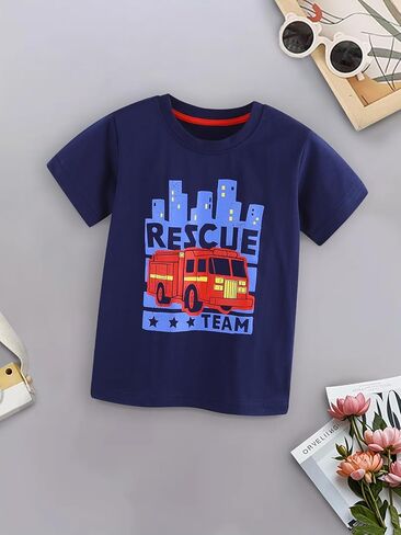 Boy's Crew Neck Short-Sleeve T-Shirt, Casual Kids Top, Everyday Wear, Multiple in Saudi Arabia