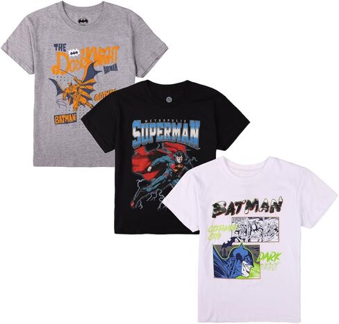 Bioworld Batman Dark Knight Boy's 3-Pack Crew Neck Short Sleeve T-Shirt Set in Saudi Arabia