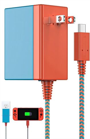 محول تيار متردد لجهاز نينتندو سويتش، شاحن حائط سريع محول تيار متردد 15 فولت 2.6 أمبير متوافق مع نينتندو سويتش/سويتش لايت/سويتش OLED، يدعم وضع التلفزيون، OS-PPS005W in Kuwait