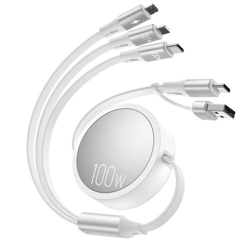 CAFELE Upgraded 100W Multi Charging Cable Retractable USB C Cable, 3 in 1 Fast Charging Cord Multiple Ends with USB C, USB L, Micro USB, Chargers for Multiple Devices Phone 14 Galaxy MacBook Pad, 4ft in Kuwait