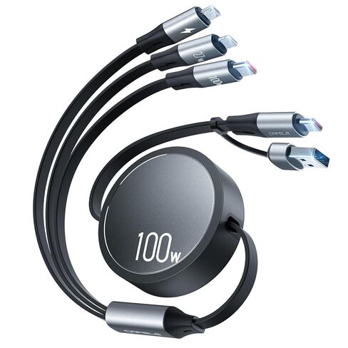 CAFELE Upgraded 100W Multi Charging Cable Retractable USB C Cable, 3 in 1 Fast Charging Cord Multiple Ends with USB C, USB L, Micro USB, Chargers for Multiple Devices Phone 14 Galaxy MacBook Pad, 4ft in Kuwait