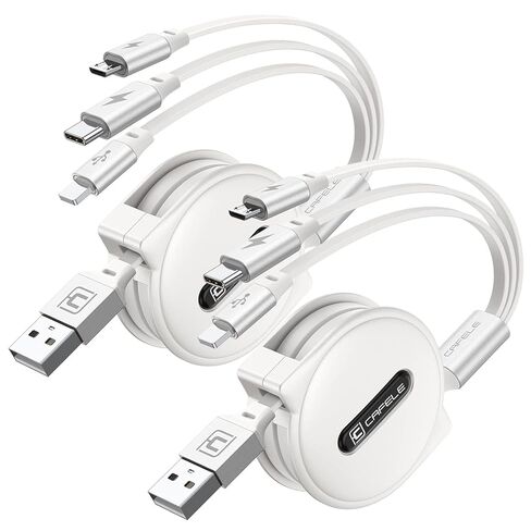 CAFELE Upgraded 100W Multi Charging Cable Retractable USB C Cable, 3 in 1 Fast Charging Cord Multiple Ends with USB C, USB L, Micro USB, Chargers for Multiple Devices Phone 14 Galaxy MacBook Pad, 4ft in Kuwait