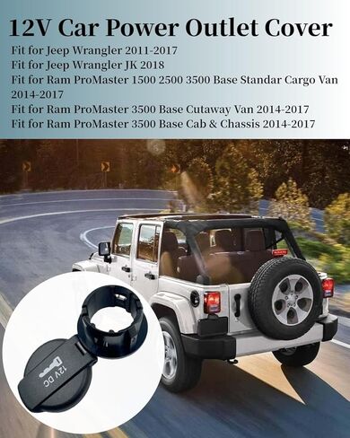12V Power Outlet Cap Cover Fits for Jeep Wrangler 3.6L V6 2012-2017 JK 2018 for Ram ProMaster 1500 2500 3500 3.6L V6 3.0L I4 2014-2017 Cigarette Lighter Socket Cover 5026970AA in Kuwait