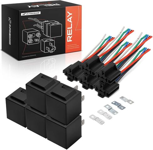 A-Premium 12V 40A 5-Pin SPDT Relay with Wiring Harness Socket & Iron Bracket Compatible with Automotive Car Truck Marine Boat (5-PC Set) in Saudi Arabia