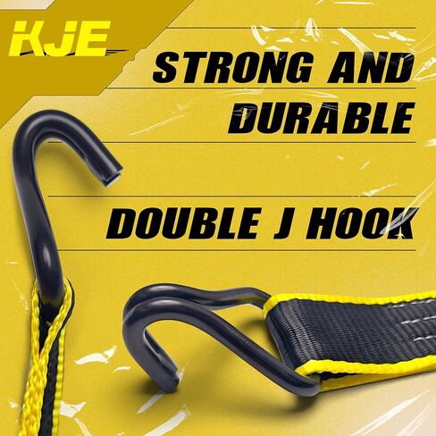 KJE Ratchet Straps Heavy Duty(4 Pack), 2" x 15' Black Ratchet Strap 5,500 Lbs Max Break Strength, Tie Down Ratcheting with J-Hook, Cargo Straps for Truck, Trailer, Moving Appliances in Saudi Arabia