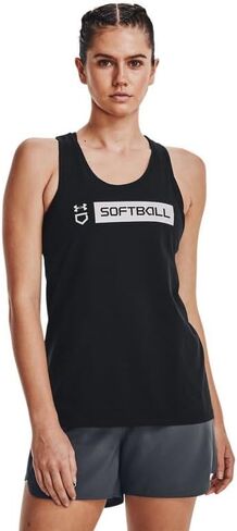 قميص بدون أكمام للسيدات من Under Armour Softball Wordmark Bar - مزيج قطني سريع الجفاف in Saudi Arabia