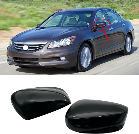 Pair Side Mirror Cover Cap Fit For Honda Accord 2008 2009 2010 2011 2012 LH+RH Door Side Exterior Rearview Back Sight Mirror Cover Shell Replacement,Clip-on Slot Type in Kuwait