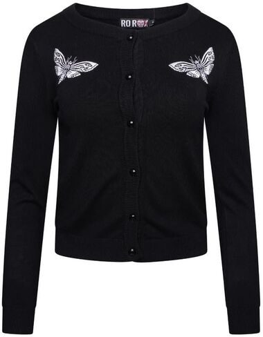 Ro Rox Death Moth Cardigan Gothic Omen Embroidery Knitted Long Sleeve in Saudi Arabia