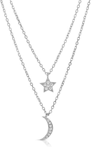قلادة القمر والنجمة من الذهب الفيرميل عيار 18 قيراط للنساء، من الفضة الإسترليني عيار 925 قيراطًا in Kuwait