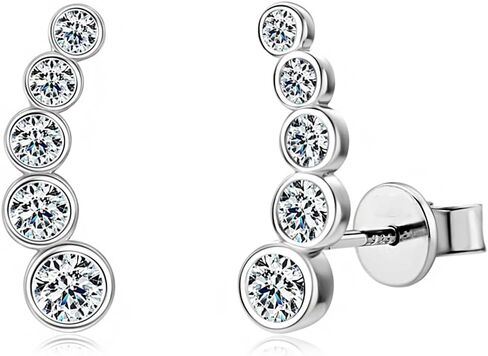14K Gold Over S925 Sterling Silver Curve VVS1 D-color Round Cut Diamond Stud Earrings, Ideal Gift for Wife in Saudi Arabia