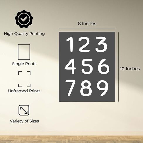 InkFlow Posters Numbers 1-9 Poster - Educational Wall Art Featuring Bold Numbers in Fun Colors, Great for Learning Spaces - Teacher & Classroom Art for Kids - 8x10 Unframed Canvas Print in Kuwait