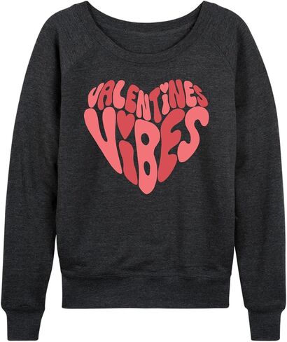Instant Message - Valentines Vibes - Women's French Terry Long Sleeve Pullover in Saudi Arabia