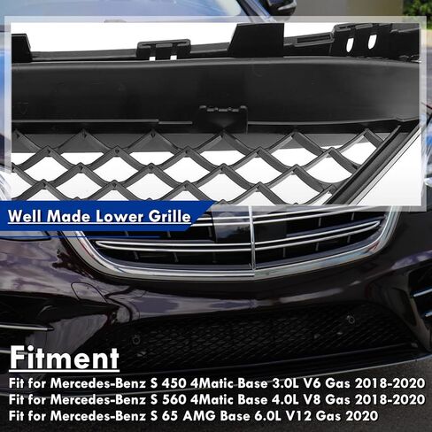 Front Lower Bumper Mesh Grille Fit for Mercedes Benz S450 S560 S65 AMG 2018 2019 2020 Replace for 2228857100 in Saudi Arabia