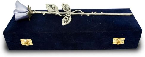 أوعية تذكارية برونزية بجذع الورد - صغيرة جدًا تحمل 1 بوصة مكعبة من الرماد - تذكار تذكاري باللون الأرجواني الخزامي in Kuwait