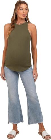 PinkBlush Light Fringe Hem Maternity Crop Flare Jeans in Kuwait