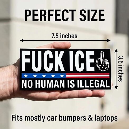 10 قطع من ملصقات Fuck ICE No Human is Illegal Bumper - ملصقات الفينيل الرائجة للعلم الأمريكي Abolish ICE - ملصقات سيارة مقاومة للماء مقاس 7.5 × 3.75 بوصة للشاحنات والسيارات والمركبات الترفيهية والثلاجة in Kuwait