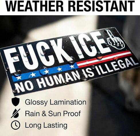 10 قطع من ملصقات Fuck ICE No Human is Illegal Bumper - ملصقات الفينيل الرائجة للعلم الأمريكي Abolish ICE - ملصقات سيارة مقاومة للماء مقاس 7.5 × 3.75 بوصة للشاحنات والسيارات والمركبات الترفيهية والثلاجة in Kuwait
