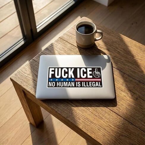 10 قطع من ملصقات Fuck ICE No Human is Illegal Bumper - ملصقات الفينيل الرائجة للعلم الأمريكي Abolish ICE - ملصقات سيارة مقاومة للماء مقاس 7.5 × 3.75 بوصة للشاحنات والسيارات والمركبات الترفيهية والثلاجة in Kuwait