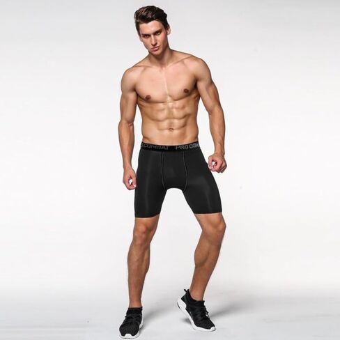 6 Pack Mens Shorts 3 White 3 Black Shorts Quick Dry Breathable Mid Length Base Layer for Running Basketball Training Gym in Saudi Arabia