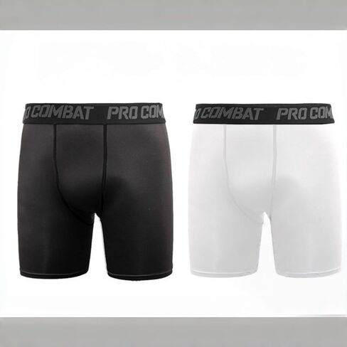 6 Pack Mens Shorts 3 White 3 Black Shorts Quick Dry Breathable Mid Length Base Layer for Running Basketball Training Gym in Saudi Arabia
