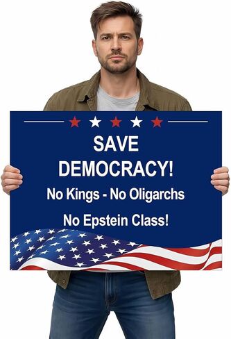 Protest Defend Democracy Signs to Carry, 18 x 24 Inch Waterproof Outdoor Signs for Rally, March, Demonstration, Public Gathering in Kuwait