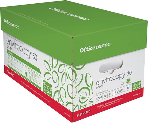 Office Depot EnviroCopy 30 Paper, 8 1/2in x 11in, 20 Lb, 30% Recycled, FSC Certified, 500 Sheets Per Ream, Case Of 10 Reams, 651001OD in Saudi Arabia