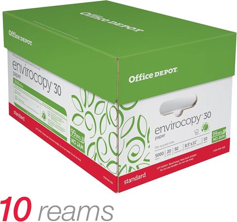 Office Depot EnviroCopy 30 Paper, 8 1/2in x 11in, 20 Lb, 30% Recycled, FSC Certified, 500 Sheets Per Ream, Case Of 10 Reams, 651001OD in Saudi Arabia