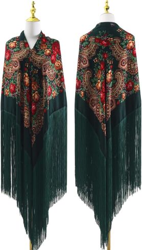 Autumn-winter Ladies warm square printed shawl Plus-size Extended fringe Black and white fashion rose scarf in Kuwait