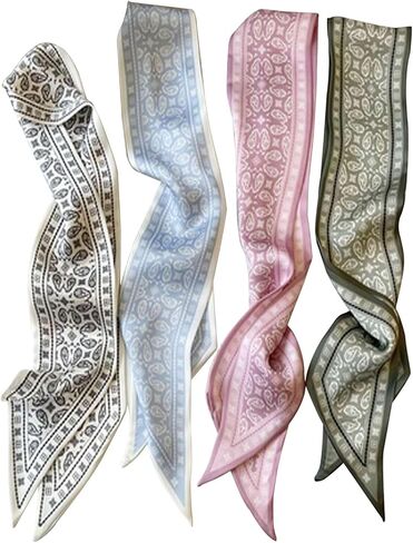 4Pcs Fashion Scarves for Women, Multifunctional Boho Scarves Headbands Satin Scarf for Bag Hair Accessories in Saudi Arabia
