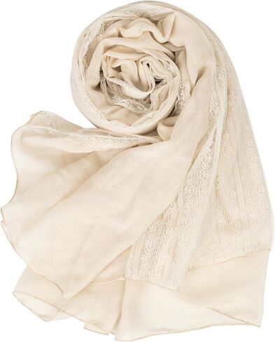 INOGIH Fashion Breathable Lace Cotton-Linen Scarfs Large Soft Sun-Protection Shawl-Wrap for Daily All Season in Saudi Arabia