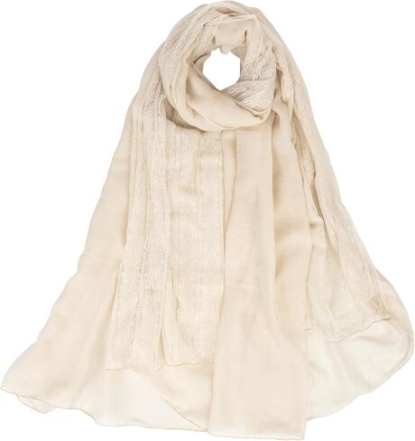 INOGIH Fashion Breathable Lace Cotton-Linen Scarfs Large Soft Sun-Protection Shawl-Wrap for Daily All Season in Saudi Arabia