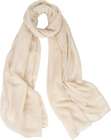 INOGIH Fashion Breathable Lace Cotton-Linen Scarfs Large Soft Sun-Protection Shawl-Wrap for Daily All Season in Saudi Arabia