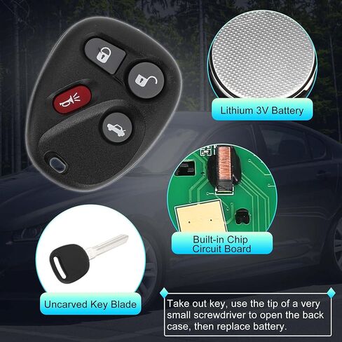 X AUTOHAUX 315 ميجا هرتز KOBLEAR1XT دخول بدون مفتاح عن بعد الإشعال المستجيب مفتاح فوب لسيارة شيفروليه ماليبو 2001-2005 لسيارة شيفروليه كورفيت 2001-2004 46 رقاقة 4 أزرار in Saudi Arabia