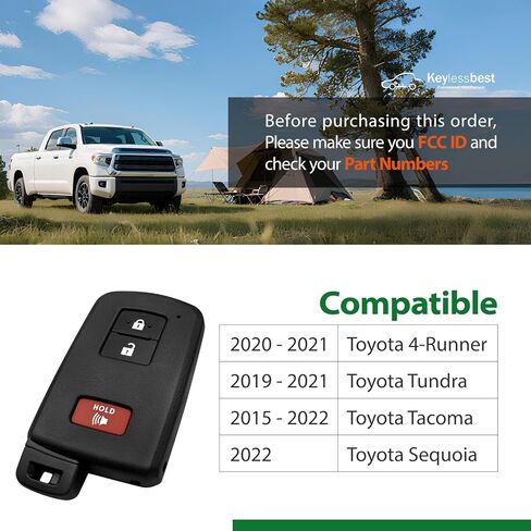 2 Keylessbest Replacement for 2016 2017 2018 2019 2020 2021 2022 Smart Proximity Toyota 4-Runner Tundra Tacoma Sequoia GNE 231451-0010 Board Key Fob HYQ14FBB 315MHz 3 Buttons in Saudi Arabia