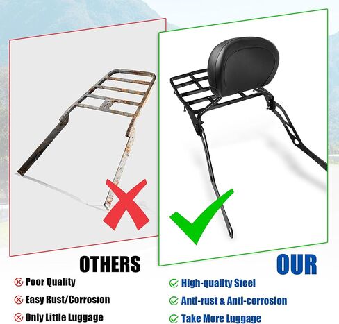 Rear Passenger Backrest with Luggage Rack for Can-am Spyder F3 F3-S F3-T 2015-2025, Rear Carrier Luggage Rack and Rear Back Rest Passenger Sissy Bar for Spyder F3 Accessories in Kuwait