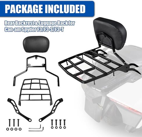 Rear Passenger Backrest with Luggage Rack for Can-am Spyder F3 F3-S F3-T 2015-2025, Rear Carrier Luggage Rack and Rear Back Rest Passenger Sissy Bar for Spyder F3 Accessories in Kuwait