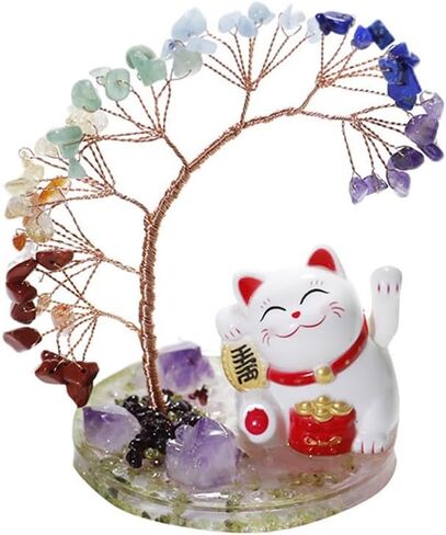Kingzhuo Lucky Cat, Crystal Tree Healing Stones, Solar Power Weaving Arm, Yoga Meditation, Restaurant, Business, Car Dashboard, Home Decor, Office Decor in Kuwait