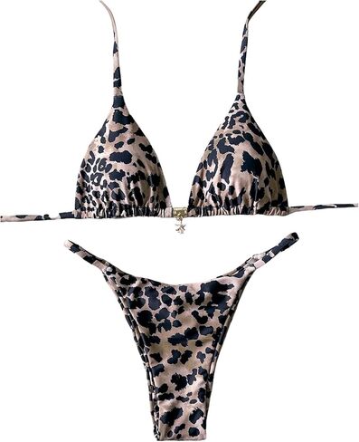 SHENHE Women's Leopard Print Swimsuits 2 Piece Triangle Halter Ruched Thong Brazilian Bikini Set in Saudi Arabia