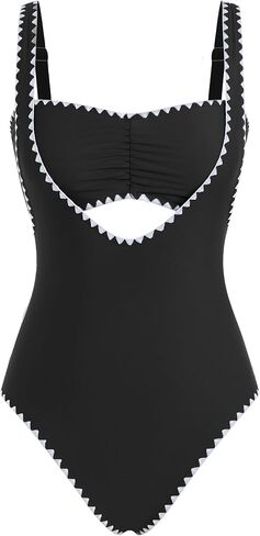 ZAFUL Bikini Sets for Women Color Block Ruched Bandeau Bikini V Neck Tummy Control Swimsuit Romper 2 Piece Bathing Suit in Saudi Arabia