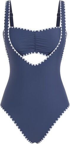 ZAFUL Bikini Sets for Women Color Block Ruched Bandeau Bikini V Neck Tummy Control Swimsuit Romper 2 Piece Bathing Suit in Saudi Arabia