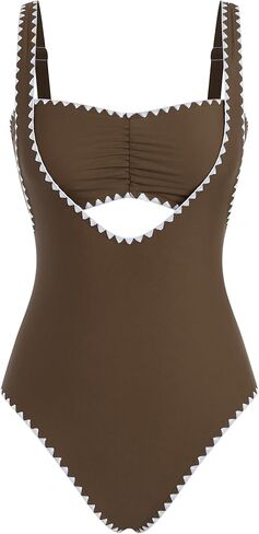 ZAFUL Bikini Sets for Women Color Block Ruched Bandeau Bikini V Neck Tummy Control Swimsuit Romper 2 Piece Bathing Suit in Saudi Arabia