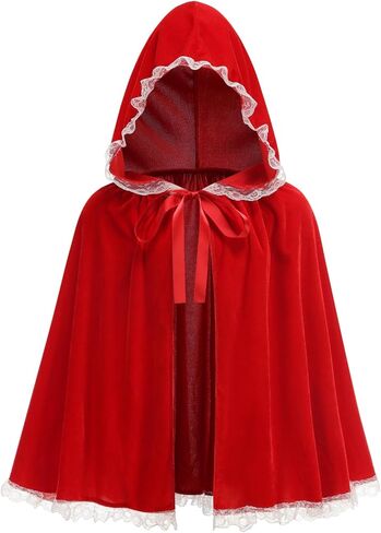 Little Red Riding Hood Costume for Girls Fancy Dress Up with Velvet Cape Cloak Halloween Christmas Cosplay Outfits in Saudi Arabia