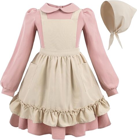 FCCAM Prairie Colonial Costume Girls Long Sleeves Pioneer Dresses for Girls American Pilgrim Costume in Saudi Arabia