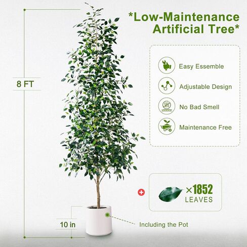 Tall Fake Pencil fig Trees Large Artificial ficus Tree Indoor Outdoor Realistic Floor Plant Faux Plastic Plants Flowers for House Home Living Room Office Front Porch Modern Farmhouse Silk Tree Decor in Saudi Arabia