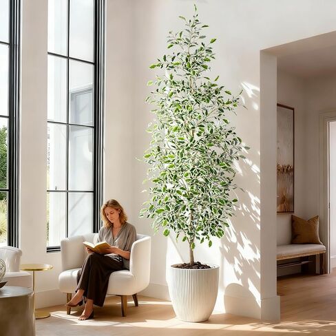 Tall Fake Pencil fig Trees Large Artificial ficus Tree Indoor Outdoor Realistic Floor Plant Faux Plastic Plants Flowers for House Home Living Room Office Front Porch Modern Farmhouse Silk Tree Decor in Saudi Arabia