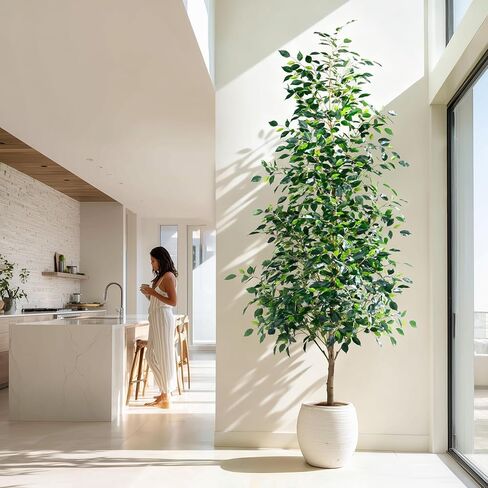 Tall Fake Pencil fig Trees Large Artificial ficus Tree Indoor Outdoor Realistic Floor Plant Faux Plastic Plants Flowers for House Home Living Room Office Front Porch Modern Farmhouse Silk Tree Decor in Saudi Arabia