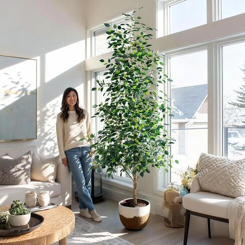 Tall Fake Pencil fig Trees Large Artificial ficus Tree Indoor Outdoor Realistic Floor Plant Faux Plastic Plants Flowers for House Home Living Room Office Front Porch Modern Farmhouse Silk Tree Decor in Saudi Arabia