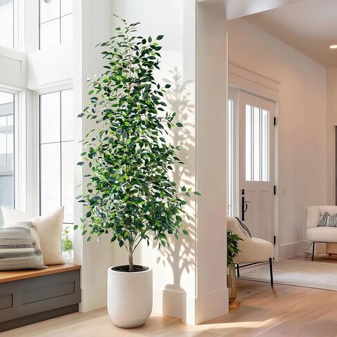 Tall Fake Pencil fig Trees Large Artificial ficus Tree Indoor Outdoor Realistic Floor Plant Faux Plastic Plants Flowers for House Home Living Room Office Front Porch Modern Farmhouse Silk Tree Decor in Saudi Arabia